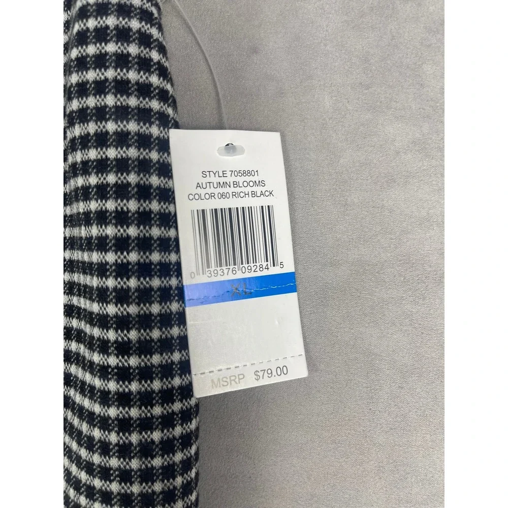 CeCe Autumn Blooms Black White‎ Micro Check Pencil Skirt XL NWT 7058801